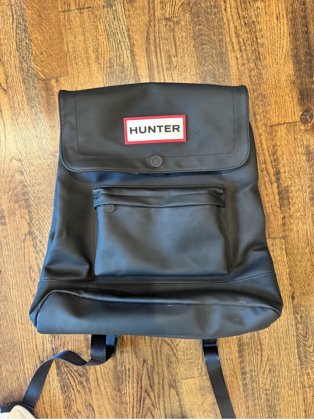 Hunter Black Backpack with Red Logo Trim